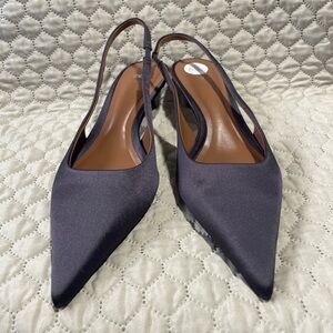 Zara Chic Black Satin Slingback Heels